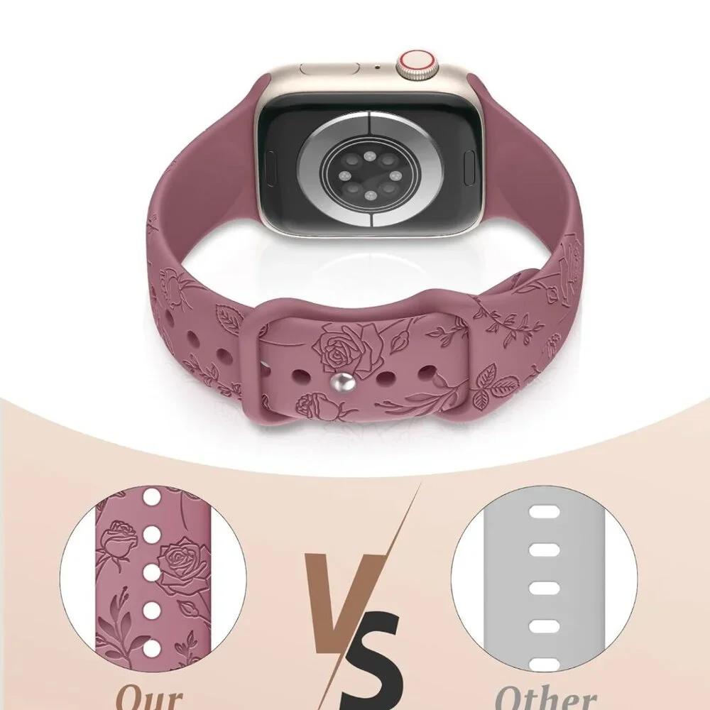 EOMTAM 6 Pack Floral Engraved Silicone Bands Compatible for Apple Watch